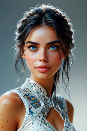 (​masterpiece、top-quality、top-quality、Beautifully Aesthetic:1.2)、(1girl in:1.3), ((((white background)))), beautiful eyes, epic Instagram, artstations, contour lines, hyperdetailed intricately detailed, Unreal Engine, magnifica, intricate detail, Complementary colour scheme, Realistic concept art, 8K, ​masterpiece, an oil painting, looking_at_camera, caldari, smiling girl