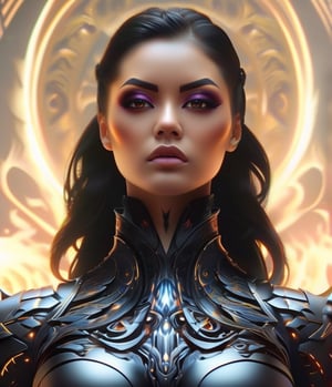 Those eyes are like the fire of a winged insect you’re an inferno armour, full body  Tribal style tattoo, Gothic design Armour, Abstract, Surrealism, Blackout, high quality, tattooed front face, looking at the viewer, fire in the background, face tattooed, black eye shadow, InBlackHoleTechAI