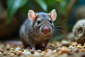 A Gambian rat kept in a vivarium at GenLab