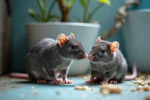 Two gray rats kept in a vivarium at GenLab