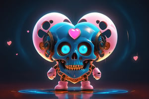 TenTen Mascot, micro designed cute monster, blue and white colored, minimalistic, 3d style, DonMCyb3rN3cr0XL ,Techno-full body, artificial intelligence,avatar cute
Cute skull man with heart-shaped eyes 
Background full of pink hearts
It's a couple holding hands,DonMChr0m4t3rr4XL ,3d style,steampunk style,DonMCyb3rN3cr0XL 