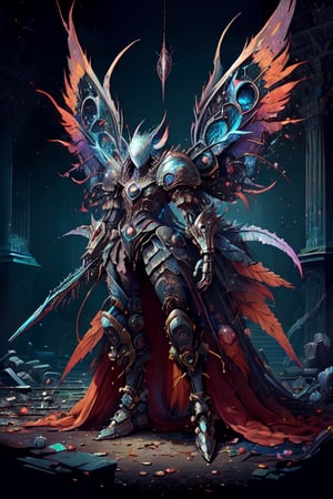 chaos warrior, (masterpiece), absurdres, (absurdly detailed:1.2), undivided, 2D, solo, best quality, dirty, bloodstained, , dirty armor, satanic,chaosmix, full_body , bloodborne ,midjourney,urban techwear,mecha musume,MarvelBlackCat,DonMF41ryW1ng5