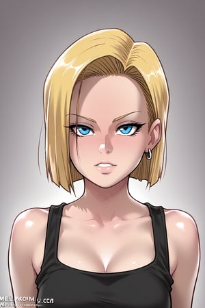 android 18, short hair, blue eyes, blonde hair,melkormancin-dh