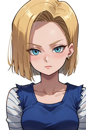 anapijama,android 18, short hair, blue eyes, blonde hair