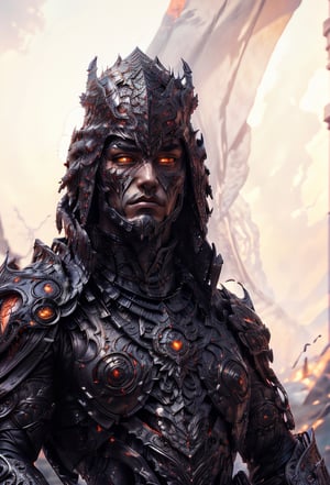 male face, muscular face, chiseled face, ((very muscular body)), full body, ((head and feet visible)), Full face armor, chin and nose cover, high quality, masterpiece, ultra-high resolution, (looking at the viewer), very serious face. (look straight), heavy ornaments, real skin textures, long face, details, dark brown lips, thick lips, shaved head, dark brown eyes, detailed fingers. detailed eyes, detailed iris, big pupil, angry face, thick eyebrows,  facial tatoos, muscular body, (Full  Steel plated body Armor) perfect body shape, (scares on the body and face) perfect hands, perfect long legs, perfect feet, Standing pose, background destroyed houses, (out door) clear blue sky, battlefield, hdr, 4k, 8k, ultra HD, SAM YANG,Clothmancer,Cloth,emb3r4rmor