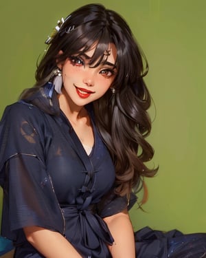 adorable girl, cute face with big eyes, glossy red lips, glossy black_hair, High detail, club hair ornament, clean face. smiling,Indian,seethrough_china_dress,ayanami_rei