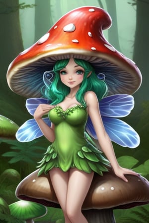 more detail XL,IncrsXLRanni, female, mushroom_fairy, mushrrom_hat, high_quality, 8k, two_hands realitc, gree_wings