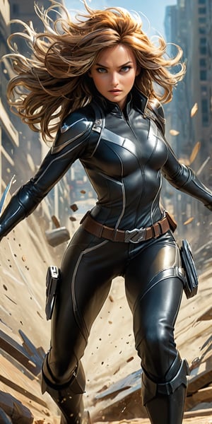 (masterpiece, top quality, Best quality, official art, beautiful and aesthetic:1.2), ((Rogue from X-men,)) ((In Marvel comics style,)) (Masterpiece, Best quality), (finely detailed eyes), (finely detailed eyes and detailed face), ((disheveled and very messy hair,)) Full body view, intrincate details, (((short black pants, Bare legs,))) black boots (Extremely detailed CG, Ultra detailed, Best shadow), (( Beautiful conceptual illustration, (illustration), (((action pose,))) (extremely fine and detailed), (Perfect details), (Depth of field),action shot