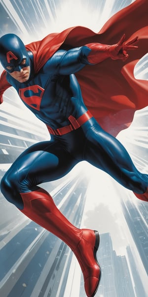 (masterpiece, top quality, Best quality, official art, beautiful and aesthetic:1.2), (superhero In Alex Ross Marvel comics style,)) (Masterpiece, Best quality), Full body view, intrincate details,  (Extremely detailed CG, Ultra detailed, Best shadow), (( Beautiful conceptual illustration, (illustration in Alex ross style), (((action pose,))) (extremely fine and detailed), (Perfect details), (Depth of field),action shot