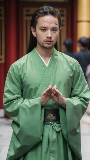 tienhiep, hanfu,
(Hands:1.1), better_hands, realhands
1boy, solo, long hair, black hair, hair ornament, long sleeves, upper body, flower, see-through, blurry background, facial mark, chinese clothes, forehead mark, realistic, hanfu, tienhiep,