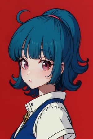 1girl, red eyes, blue hair,dr4g0nb4ll_Style