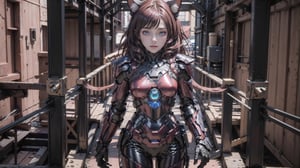(8k, RAW photo, best quality, masterpiece), (realistic, photo-realistic)(best quality, masterpiece, intricate details:1.1),photorealistic,

Emily face,
cat girl,Cat_Ears, ironman armor, 
doesn't wear helm,
alone,
standing,
long hair, red hair, blue eye,
body,

looking_at_viewer,walking,
,Realism,