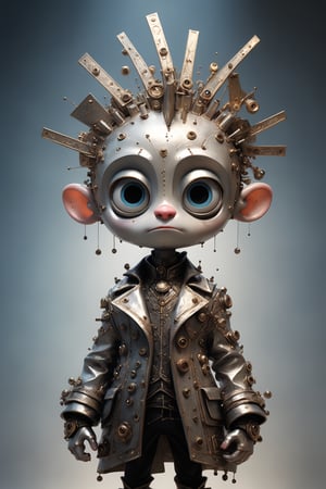 Character portrait of  Max Born, standing on stage, side profile, caricature, chibi, kawaii,3d rendering, octane rendering, volumetric light, victorian fashion, metallic, highly-detailed symmetric face, detailed eyes, ultra sharp, highest quality, art by Anja Millen and George Cruikshank and Bordalo II, smooth, sharp focus, trending on artforum, behance hd, kids story book style, muted colors, watercolor style