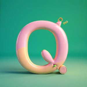 Normal English Word " O ", 
for kids cheerful, 3d, C4D, mixer, Octane rendering, (full Croma green background), Masterpieces in pastel colors, Hard material, Best Quality, super detaill, High Quality, 4k, 3D