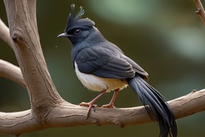 a white Male Western Parotia bird (Male) bird sitting on top of a tree branch, closed beak, very long tail, unsplashed photography, hyper realistic, staggering in its beauty, la nouvelle vague, sitting at a pond, , long flowing fins, highly capsuled, this set colours, Steve, 8k, sharp focused