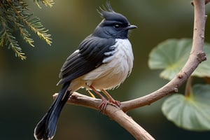 a white Male Western Parotia bird (Male) bird sitting on top of a tree branch, closed beak, very long tail, unsplashed photography, hyper realistic, staggering in its beauty, la nouvelle vague, sitting at a pond, , long flowing fins, highly capsuled, this set colours, Steve, 8k, sharp focused