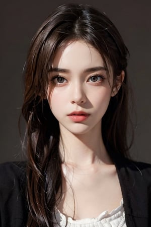 a 20 yo woman, long hair, high contrast, (direct lighting, natural skin texture,  hyperrealism,  soft light,  sharp), chromatic_background, simple background, (((looking_at_viewer,  pov_eye_contact,  looking_at_camera,  headshot,  head_portrait,  headshot_portrait,  facing front))), big lips, looking_at_viewer,  pov_eye_contact,  looking_at_camera,  headshot,  head_portrait,  headshot_portrait,  facing front, Detailedface, Detailedeyes, perfecteyes,