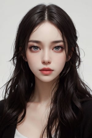 a 20 yo woman, dark eyes, dark hair, black hair, high contrast, (direct lighting, natural skin texture,  hyperrealism,  soft light,  sharp), chromatic_background, simple background, (((looking_at_viewer,  pov_eye_contact,  looking_at_camera,  headshot,  head_portrait,  headshot_portrait,  facing front))), big lips, plump lips, large lips, looking_at_viewer,  pov_eye_contact,  looking_at_camera,  headshot,  head_portrait,  headshot_portrait,  facing front, Detailedface, Detailedeyes, 