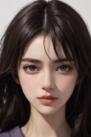 a 20 yo woman, long hair, high contrast, (direct lighting, natural skin texture,  hyperrealism,  soft light,  sharp), chromatic_background, simple background, (((looking_at_viewer,  pov_eye_contact,  looking_at_camera,  headshot,  head_portrait,  headshot_portrait,  facing front))), big lips, looking_at_viewer,  pov_eye_contact,  looking_at_camera,  headshot,  head_portrait,  headshot_portrait,  facing front, Detailedface, Detailedeyes,perfecteyes,raidenshogundef