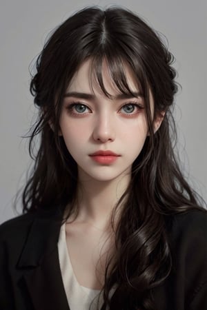 a 20 yo woman, dark hair, black hair, high contrast, (direct lighting, natural skin texture,  hyperrealism,  soft light,  sharp), chromatic_background, simple background, (((looking_at_viewer,  pov_eye_contact,  looking_at_camera,  headshot,  head_portrait,  headshot_portrait,  facing front))), big lips, looking_at_viewer,  pov_eye_contact,  looking_at_camera,  headshot,  head_portrait,  headshot_portrait,  facing front, Detailedface, Detailedeyes, 