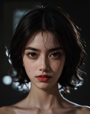 a 20 yo woman, direct lighting,  long hair,  soothing tones,  high contrast,  (natural skin texture,  hyperrealism,  soft light,  sharp), chromatic_background, simple background, (((looking_at_viewer,  pov_eye_contact,  looking_at_camera,  headshot,  head_portrait,  headshot_portrait,  facing front))), big lips, looking_at_viewer,  pov_eye_contact,  looking_at_camera,  headshot,  head_portrait,  headshot_portrait,  facing front, Detailedface, Detailedeyes,Detailedface