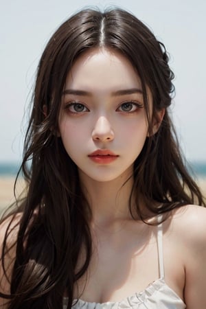 a 18 yo woman, direct lighting,  long hair,  soothing tones,  high contrast,  (natural skin texture,  hyperrealism,  soft light,  sharp), chromatic_background, simple background, (((looking_at_viewer,  pov_eye_contact,  looking_at_camera,  headshot,  head_portrait,  headshot_portrait,  facing front))), big lips, looking_at_viewer,  pov_eye_contact,  looking_at_camera,  headshot,  head_portrait,  headshot_portrait,  facing front, Detailedface, Detailedeyes,Detailedface