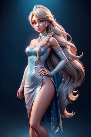 3dmm,elsa disney ,  3d character, in the style of hyper-realistic,full_body