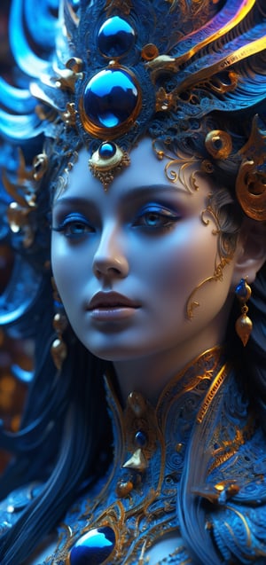 a close up of a statue of a woman, digital art, inspired by tomasz alen kopera, gothic art, intricate skeletal decorations, 8 k highly detailed, beautiful elegant demon queen, intricate body, beautiful detail and color, sylvain sarrailh and igor morski, intricate costume design, detailed body, ultra detailed artistic abstract photography of liquid lust, detailed captivating eyes on molten statue, asymmetrical, gooey liquid hair, highly refractive skin, Digital painting, colorful, volumetric lighting, High definition, detailed, realistic, 8k uhd, high quality,neon photography style,bingnvwang
