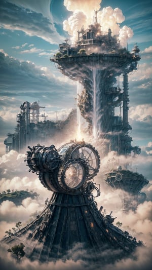 (masterpiece, best quality, realistic, detailed, sharp:1.2), Tracks of Time: A Heartfelt Steampunk Odyssey, Craft a hyper-detailed 4K 3D acrylic painting that unearths a surreal steampunk landscape reminiscent of Beksinski, Peter Gric, H.R. Giger, and Jacek Yerka's distinctive styles. At the center, a colossal heart shape is formed by the tracks of enormous tires imprinted into the cracked earth. These fissures, fractures, and scars crisscross and converge, creating an intricate map of pain and endurance. Old, leafless, and gnarled trees loom in the background, their twisted forms adorned with steampunk mechanisms, gears, and steam vents. Roots overgrow and entwine with the heart-shaped tire tracks, suggesting nature's resilience and reclaim. Ensure the horizon line remains consistently level throughout the artwork. Enhance with cinematic lighting that casts elongated shadows and highlights the heart's contours and textures. Introduce a foggy atmosphere for a dreamy, ethereal quality and apply depth of field (DOF) techniques to accentuate the crisp quality of foreground elements while subtly blurring distant ones. The resultant masterpiece is an HDR vision, stirring emotions of nostalgia, resilience, and the passage of time., Mysterious