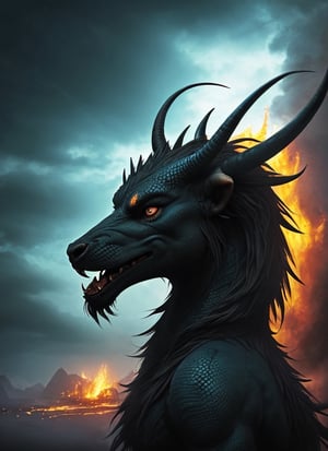 dark fantasy ::demon dragon with long twisty horns, firey  , high_resolution, hi defination, 
himura kiseki (style) 