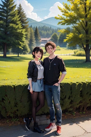 nature background, an adorable couple,wearing wrenchpjbss,kaede,REVERSE UPRIGHT STRADDLE