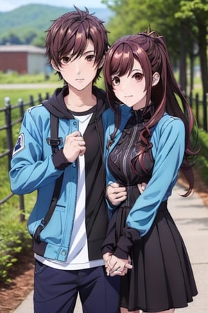 nature background, an adorable couple,wearing wrenchpjbss,kaede