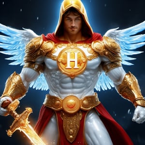Realistic
Description of a [WHITE WARRIOR Henry with WHITE wings] muscular arms, very muscular and very detailed, dressed in a full body golden armor filled with red roses with ELECTRIC LIGHTS all over his body, blue glowing electricity running through his body, golden armor and complete white, letter H medallion on his chest, red metal gloves with long sharp blades, transparent swords held in both hands. (metal sword with transparent fire blade), hdr, 8k, subsurface scattering, specular light, high resolution, octane rendering, big money field background,4 WINGS OF ANGEL,(4 WINGS OF ANGEL), fire sword transparent, background of field of gold and gold coins and money bills with red ROSES, medallion with the letter H on the chest, Henry WHITE, muscular arms, background Rain of gold coins and dollar bills, (rain money) fire sword H, shield H, letter H pendant, letter H medallion on the uniform, hypermuscle, cat, blessing of GOD almighty and JESUS ​​and THE HOLY SPIRIT, letter H pendant on his chest,Realistic
Description of a [WHITE WARRIOR Henry with WHITE wings] muscular arms, very muscular and highly detailed, dressed in a full body golden armor filled with red roses with ELECTRIC LIGHTS all over his body, blue glowing electricity running through his body, golden armor and complete white, letter H medallion on his chest, red metal gloves with long sharp blades, transparent swords held in both hands. (metal sword with transparent fire blade), hdr, 8k, subsurface scattering, specular light, high resolution, octane rendering, big money field background,4 WINGS OF ANGEL,(4 WINGS OF ANGEL), fire sword transparent, background of field of gold and gold coins and money bills with red ROSES, medallion with the letter H on the chest, Henry WHITE, muscular arms, background Rain of gold coins and dollar bills, (rain money) fire sword H, shield H, letter H pendant, letter H medallion on the uniform, hypermuscle, cat, blessing of GOD almighty and JESUS ​​and THE HOLY SPIRIT, letter H pendant on his chest