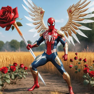 Realistic
[WHITE SPIDERMAN with WHITE wings] muscular arms, very muscular, dressed in full body armor full of red roses with all over his body, bright electricity running through his body, full armor, letter medallion. H, H letters all over uniform, H letters all over armor, metal gloves with long sharp blades, swords on arms. , (metal sword with transparent fire blade).holding it in the right hand, full body, hdr, 8k, subsurface scattering, specular light, high resolution, octane rendering, field background, ANGEL WINGS,(ANGEL WINGS ), transparent fire sword, golden field background with red ROSES, fire whip held in his left hand, fire element, armor that protects the entire body, (WHITE SPIDERMAN) fire element, fire sword, golden armor, medallion with the letter H on the chest, field background with red roses, red roses on the suit, letter H on the suit, muscular arms