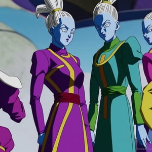 the character WHIS in dragon ball man wearing suit, very elegant dress jacket,Vados_DB