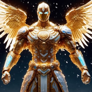 Realistic
Description of a [WHITE WARRIOR Henry with WHITE wings] muscular arms, very muscular and very detailed, dressed in a full body golden armor filled with red roses with ELECTRIC LIGHTS all over his body, blue glowing electricity running through his body, golden armor and complete white, letter H medallion on his chest, red metal gloves with long sharp blades, transparent swords held in both hands. (metal sword with transparent fire blade), hdr, 8k, subsurface scattering, specular light, high resolution, octane rendering, big money field background,4 WINGS OF ANGEL,(4 WINGS OF ANGEL), fire sword transparent, background of field of gold and gold coins and money bills with red ROSES, medallion with the letter H on the chest, Henry WHITE, muscular arms, background Rain of gold coins and dollar bills, (rain money) fire sword H, shield H, letter H pendant, letter H medallion on the uniform, hypermuscle, cat, blessing of GOD almighty and JESUS ​​and THE HOLY SPIRIT, letter H pendant on his chest