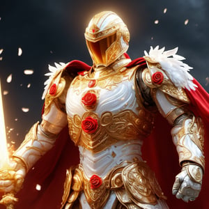 Realistic
Description of a [WHITE WARRIOR Henry with WHITE wings] muscular arms, very muscular and very detailed, dressed in a full body golden armor filled with red roses with ELECTRIC LIGHTS all over his body, bright electricity running through his body, golden and white armor complete, letter medallion. H, H letters all over uniform, H letters all over armor, red metal gloves with long sharp blades, swords on arms. , (metal sword with transparent fire blade), full body, hdr, 8k, subsurface scattering, specular light, high resolution, octane rendering, field background,4 WINGS OF ANGEL,(4 WINGS OF ANGEL), sword of transparent fire, golden field background with red ROSES, fire whip held in his left hand, fire element, armor that protects the entire body, fire element, medallion with the letter H on the chest, WHITE Henry, open field background with red roses, red roses on the suit, letter H on the suit, muscular arms, background Golden rain, (rain money) fire sword H, shield H, letter H pendant, letter H medallion on the uniform, hypermuscle, cat, blessing of almighty GOD and JESUS ​​and THE HOLY SPIRIT