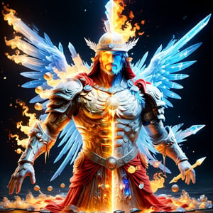 Realistic
Description of a [WHITE WARRIOR Henry with WHITE wings] muscular arms, very muscular and very detailed, dressed in a golden full body armor filled with red roses, helmet on his head, bright blue electricity running through his body, golden armor and Medallion of the letter H completely white on the chest, red metal gloves with long sharp blades, transparent swords held in both hands. (metal sword with transparent fire blade), hdr, 8k, subsurface scattering, specular light, high resolution, octane rendering, big money field background, 4 WINGS OF ANGEL, (4 WINGS OF ANGEL), fire sword transparent, background of field of GOLDEN WHEAT and red ROSES, medallion with the letter H on the chest, WHITE Henry, muscular arms, background Rain of gold coins and dollar bills, (GOOD LUCK) fire sword H, shield H , pendant of the letter H, medallion of the letter H on the uniform, hypermuscle, blessing of GOD almighty and JESUS ​​and THE HOLY SPIRIT, pendant of letter H on the chest, helmet that covers his face, HENRY the mascot of JESUS, helmet that covers your face