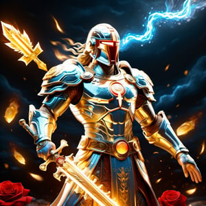 Realistic
Description of a [WHITE WARRIOR Henry with WHITE wings] muscular arms, very muscular and very detailed, dressed in a golden full body armor filled with red roses, helmet on his head, bright blue electricity running through his body, golden armor and Medallion of the letter H completely white on the chest, red metal gloves with long sharp blades, transparent swords held in both hands. (metal sword with transparent fire blade), hdr, 8k, subsurface scattering, specular light, high resolution, octane rendering, big money field background, 4 WINGS OF ANGEL, (4 WINGS OF ANGEL), fire sword transparent, background of field of GOLDEN WHEAT and red ROSES, medallion with the letter H on the chest, WHITE Henry, muscular arms, background Rain of gold coins and dollar bills, (GOOD LUCK) fire sword H, shield H , pendant of the letter H, medallion of the letter H on the uniform, hypermuscle, blessing of GOD almighty and JESUS ​​and THE HOLY SPIRIT, pendant of letter H on the chest, helmet that covers his face, HENRY the mascot of JESUS, helmet that covers your face,fire element