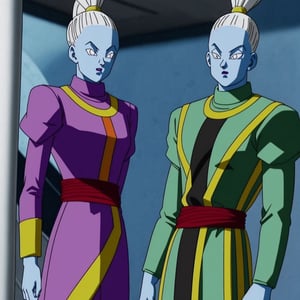 
the character WHIS man from dragon ball wearing suit, very elegant dress jacket,Vados_DB