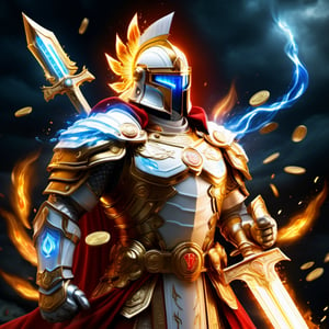 Realistic
Description of a [WHITE WARRIOR Henry with WHITE wings] muscular arms, very muscular and very detailed, dressed in a golden full body armor filled with red roses, helmet on his head, bright blue electricity running through his body, golden armor and Medallion of the letter H completely white on the chest, red metal gloves with long sharp blades, transparent swords held in both hands. (metal sword with transparent fire blade), hdr, 8k, subsurface scattering, specular light, high resolution, octane rendering, big money field background, 4 WINGS OF ANGEL, (4 WINGS OF ANGEL), fire sword transparent, background of field of GOLDEN WHEAT and red ROSES, medallion with the letter H on the chest, WHITE Henry, muscular arms, background Rain of gold coins and dollar bills, (GOOD LUCK) fire sword H, shield H , pendant of the letter H, medallion of the letter H on the uniform, hypermuscle, blessing of GOD almighty and JESUS ​​and THE HOLY SPIRIT, pendant of letter H on the chest, helmet that covers his face, HENRY the mascot of JESUS, helmet that covers your face,fire element,more detail XL