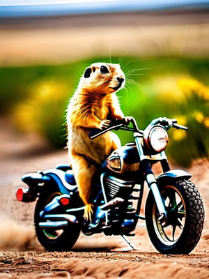 prairie dog rides motorcycle