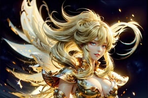 (((Olympus background))), (night), (((blonde_hair:1.3))), (longhairstyle:1.4), ((red eyes)), ((1 mature woman:1.3)), (busty), Normally developed, best quality, extremely detailed, HD, 8k, (evil smile), (evil face), (white_armor),  angel_wings, sfw, (red lips),1 girl,GdClth,1girl,leoarmor,DonM3l3m3nt4l