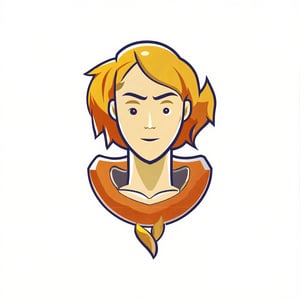 A minimalist cartoon illustration of a man with red hair and an orange scarf on his head, styled as a video game avatar. The character is depicted in a clean, cel-shaded vector art style, with a focus on a stylized face icon and minimalist design. The illustration is flat 2D vector art, suitable for an RPG character avatar or game icon. The composition is an upper body 2D game avatar, featuring a cartoon art style and a concept headshot portrait, emphasizing the character's headshot for a game character concept.