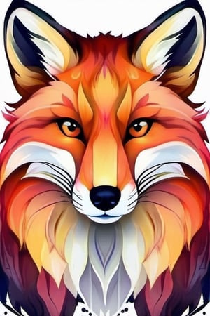 high quality, logo style, Watercolor, powerful colorful fox face logo facing forward, monochrome background, by yukisakura, awesome full color,

