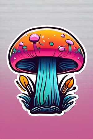 Vector Logo style, Stickers, bright colored magic mushroom, empty background



