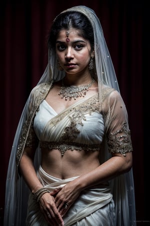 extreamely detailed image, realistic image, detailed body , deep clevage , dull old white saree, dusky skin color , pigmentation on face , 30 year old indian woman maid , kamwalibai, perfect image , perfect face, indian woman servant , married , 4k,8k ,ultralistic image , 35 mm 