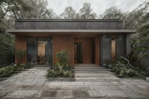 a modern home with clean look ,morning lighting  ,tropical house in forest 
  ,modern design, detailed morning lighting in background , detailed tropical forest in background,noc-futuristic,modernvilla,EpicHouse,a house,4k,8k,16k,32k,zdesignCTUThouse