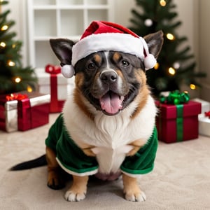 happy puppy christmas scene