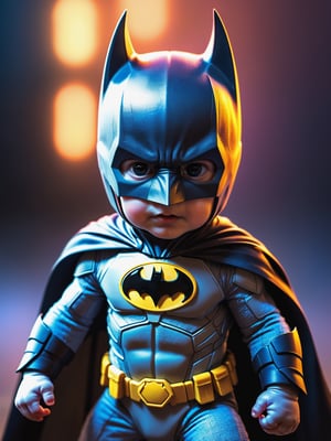 BABY BATMAN, Colorful, magical photography,dramatic lights,photo-realism,hyper-detailing,4K,degree of freedom,A high resolution